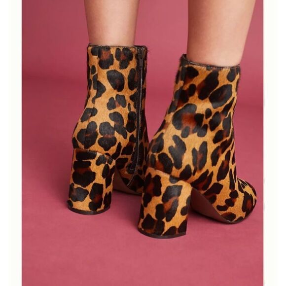 Anthropologie Matisse Grove Calf Hair Leopard Leather Ankle Boots - Picture 3 of 13